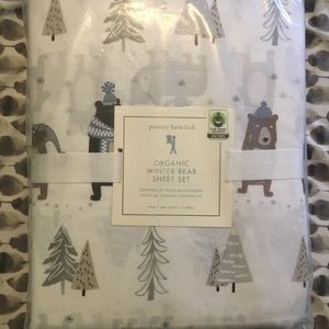 Pottery Barn Kids organic winter bear sheet set.